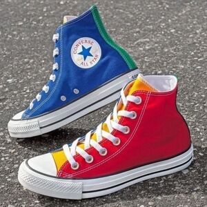 Converse Mens High-Top Sneakers - Red, Blue, and Yellow
